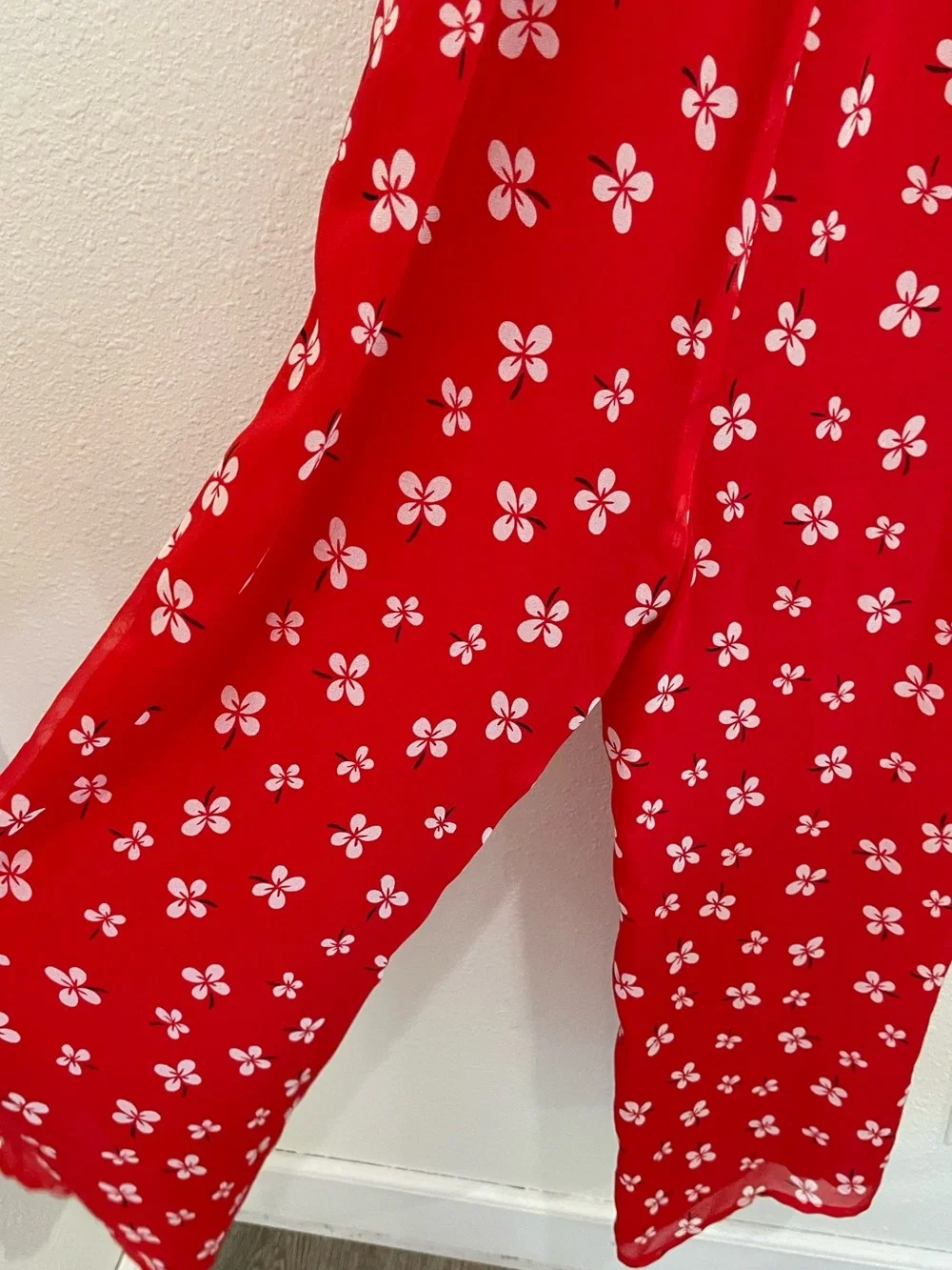 Bardot floral lightweight jumpsuit red feminine stretch preppy